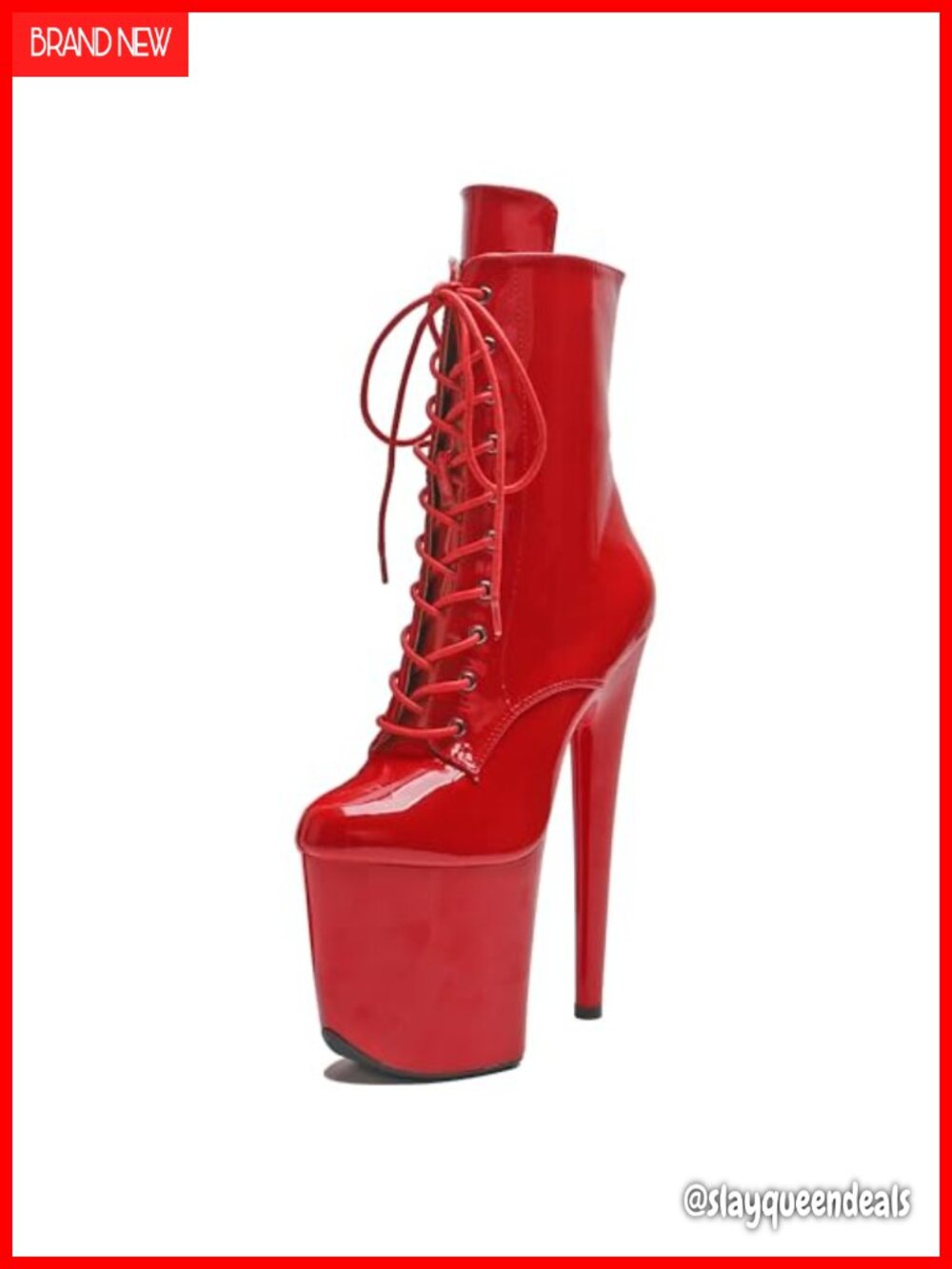 8" Lace Up Pointed Toe Stiletto Platform Ankle Boots Pole Dance Exotic